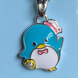 Tuxedo Sam Enamel Pendant Necklace with 18 inch chain with crystal accent